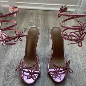 Miss Lola Rene Caovilla Dupe Pink Strappy Women's Heels with Butterflies